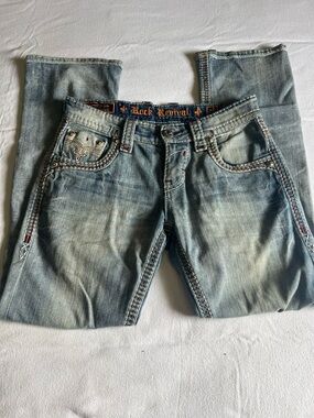 Rock Revival Men's Faded Light Blue Bootcut Jeans